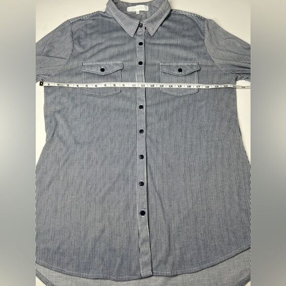 Eden & Olivia Striped Long Sleeve Button-Up Knitwear Shirt Top Size L - Picture 7 of 10